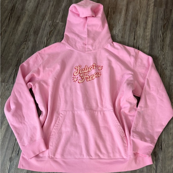 sabor fresa Tops - Vibrant Pink Oversized Hoodie Sweatshirt